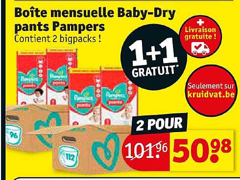 boîte mensuell baby-dry pants pampers
