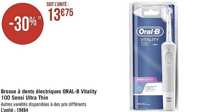 brosse à dents électriques oral-b vitality 100 sensi ultra thin