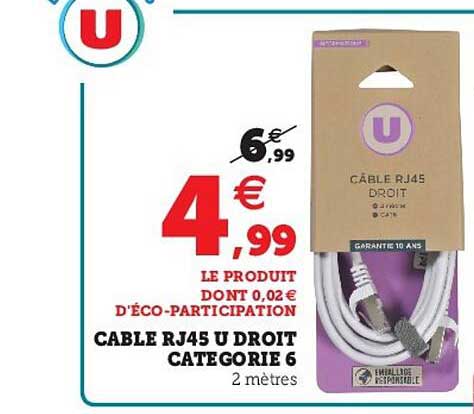 câble rj45 u droit catégorie 6