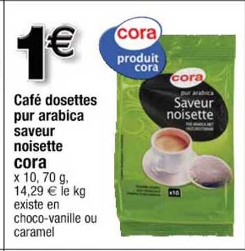 Café Dosettes Pur Arabica Saveur Noisette Cora