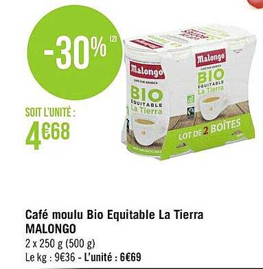 café moulu bio equitable la tierra malongo