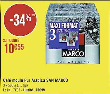 café moulu pur arabica san marco