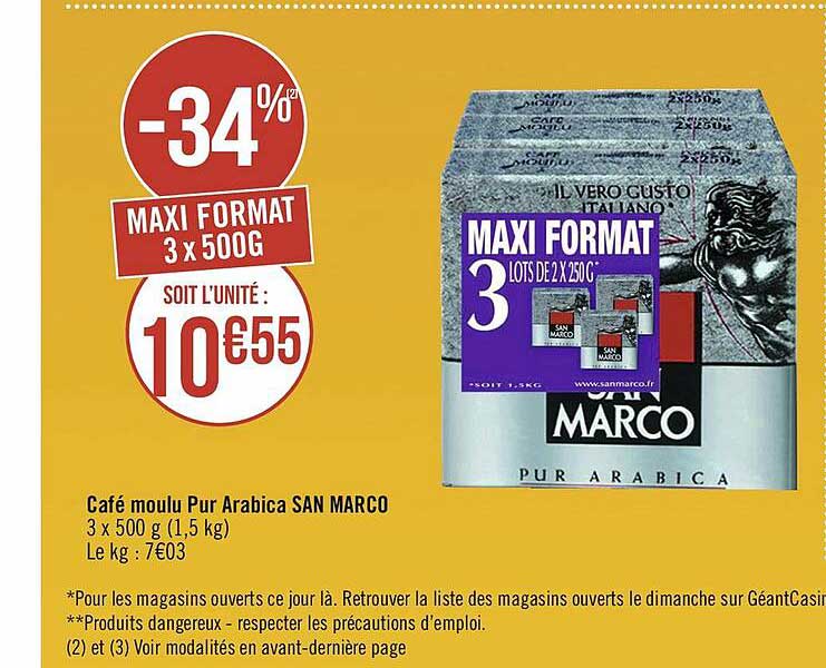 Café Moulu Pur Arabica San Marco