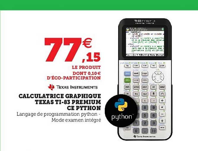calculatrice graphique texas ti-83 premium ce python