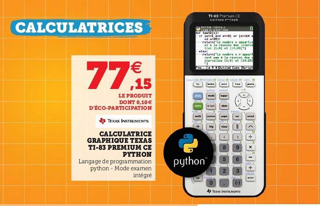 calculatrice graphique texas ti-83 premium ce python