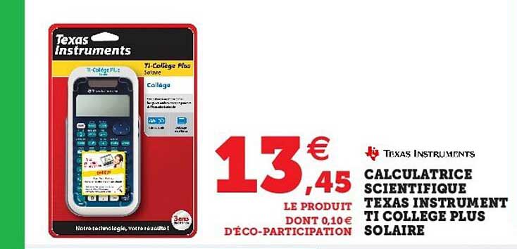Calculatrice Scientifique Texas Instrument Ti Collège Plus Solaire