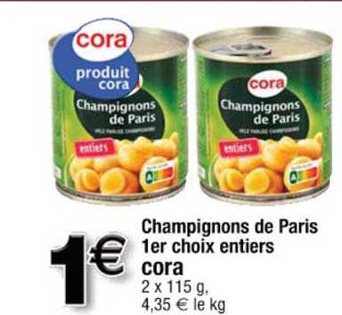 champignons de paris 1er choix entiers cora