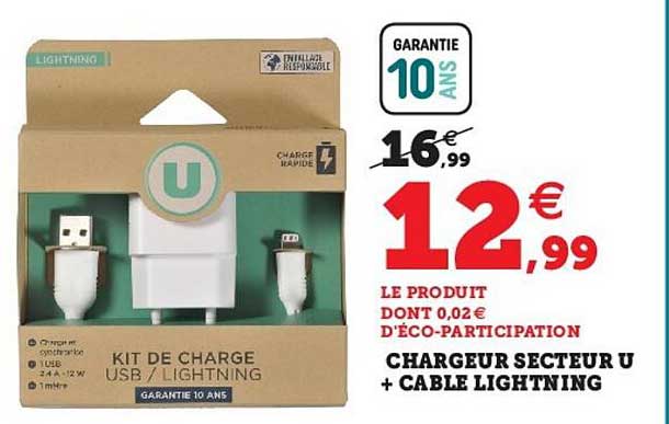 Chargeur Secteur U + Câble Lightning