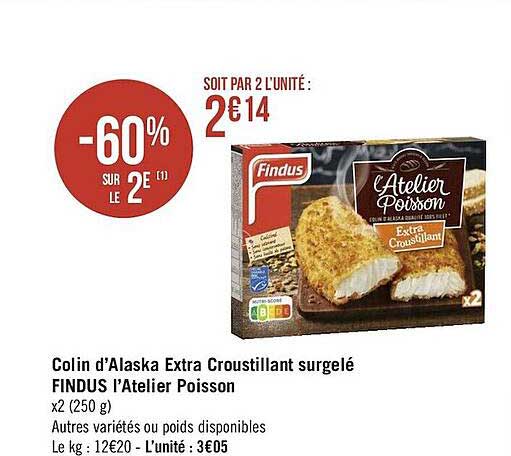 colin d'alaska extra croustillant surgelé findus l'atelier poisson