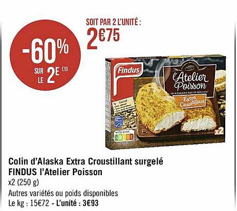 colin d'alaska extra croustillant surgelé findus l'atelier poisson