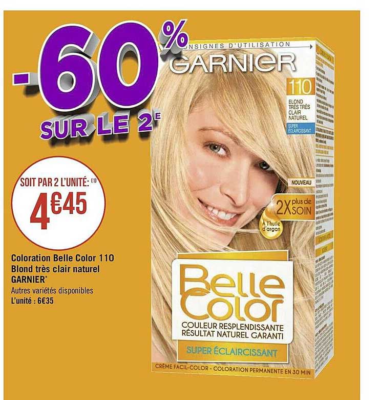 coloration belle color 110 blond très clair naturel garnier