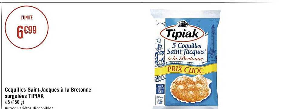 coquilles saint-jacques à la bretonne surgelées tipiak