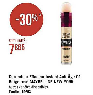 correcteur effaceur instant anti-âge 01 beige rosé maybelline new york