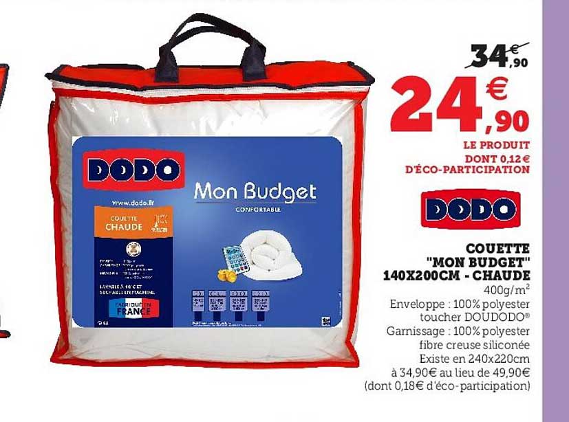 couette "mon budget" 140 x 200 cm - chaude dodo