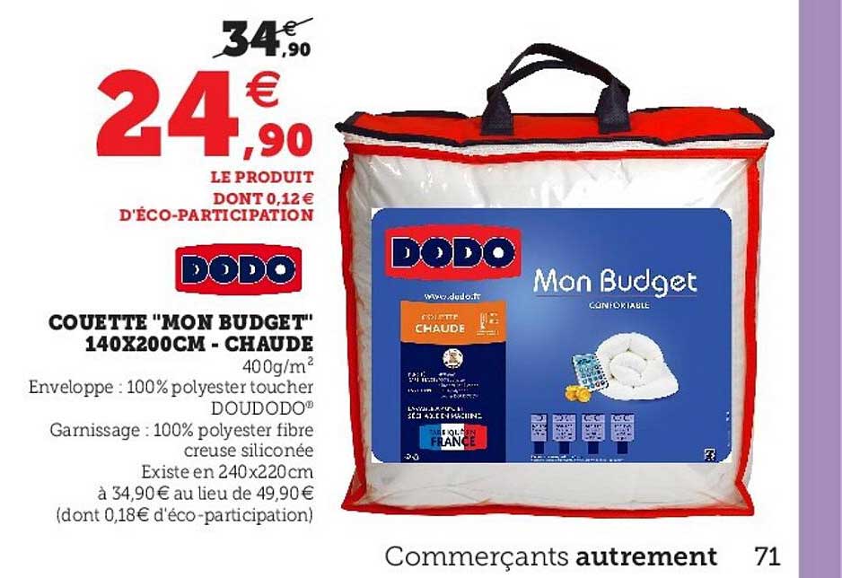couette "mon budget" 140 x 200 cm - chaude dodo