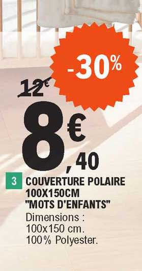 couverture polaire 100 x 150 cm "mots d'enfants"