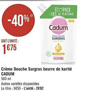 crème douche surgras beurre de karité cadum
