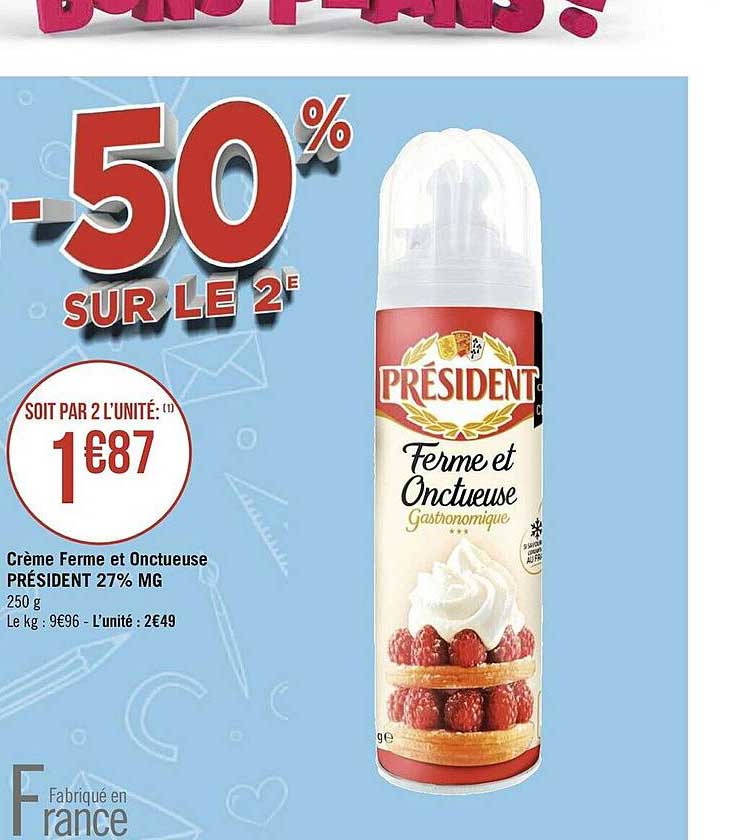 Crème Ferme Et Onctueuse Président 27% Mg