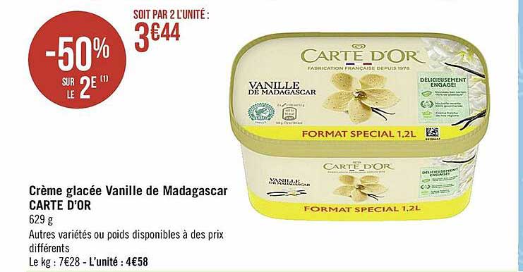 Crème Glacée Vanille De Madagascar Carte D'or