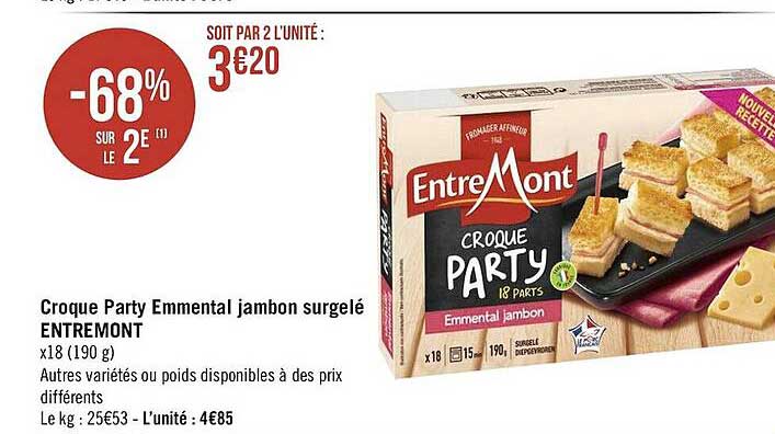 Croque Party Emmental Jambon Surgelé Entremont