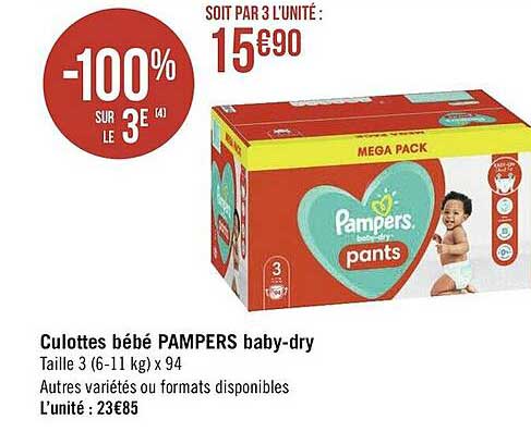 culottes bébé pampers baby-dry