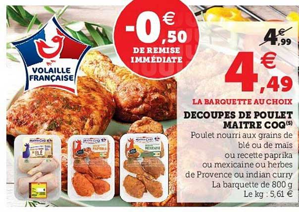 découpes de poulet maître coq