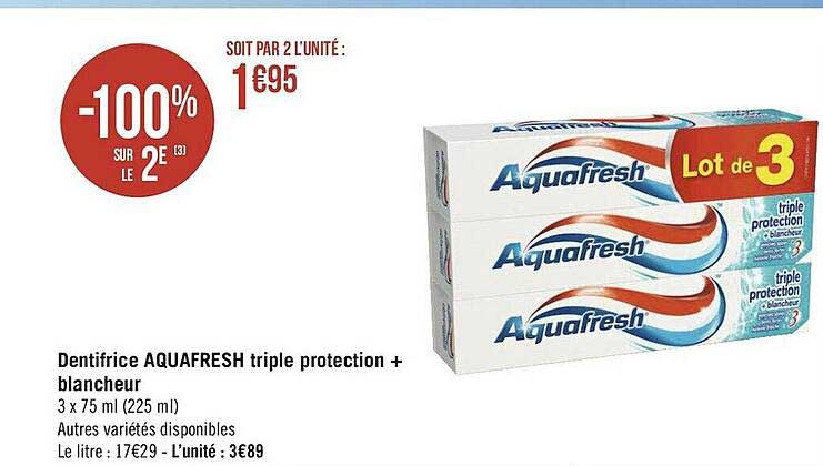 Dentifrice Aquafresh Triple Protection + Blancheur