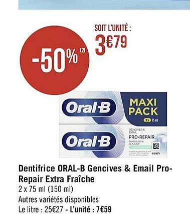 dentifrice oral-b gencives & email pro-repair extra fraîche