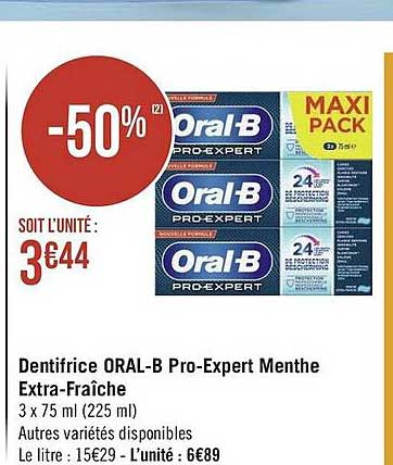 dentifrice oral-b pro-expert menthe extra-fraîche