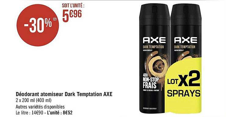 déodorant atomiseur dark temptation axe