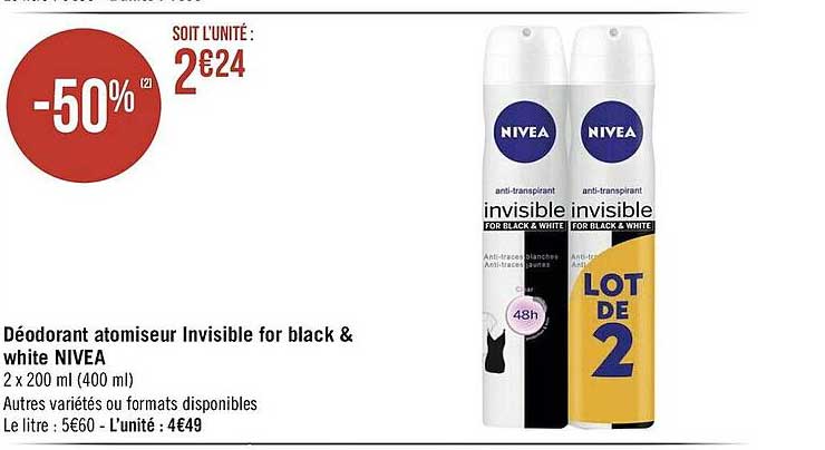 déodorant atomiseur invisible for black & white nivea