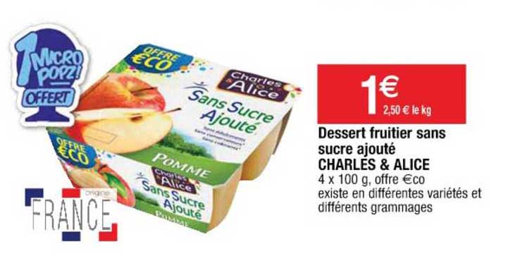 dessert fruitier sans sucre ajouté charles & alice