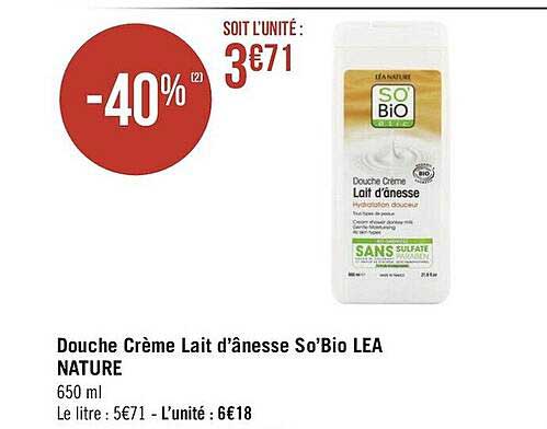 douche crème lait d'ânesse so'bio léa nature