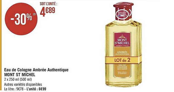 Eau De Cologne Ambrée Authentique Mont St Michel