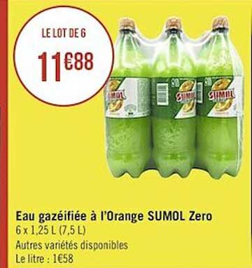 eau gazéifiée à l'orange sumol zéro