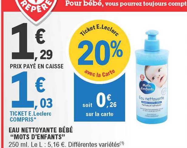 eau nettoyante bébé "mots d'enfants"