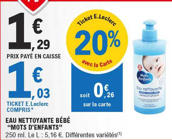 eau nettoyante bébé "mots d'enfants"