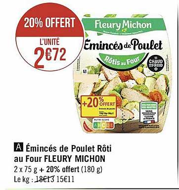 émincés de poulet rôti au four fleury michon