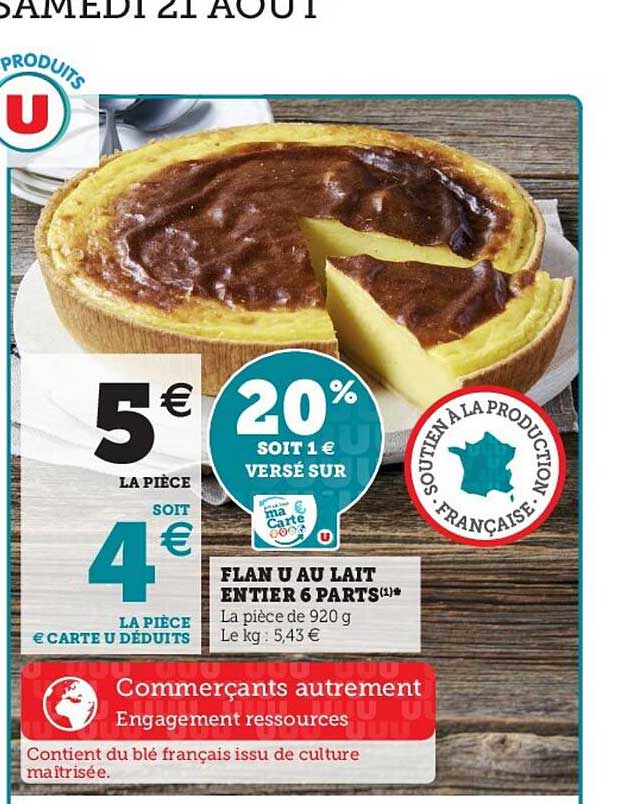 Flan U Au Lait Entier 6 Parts