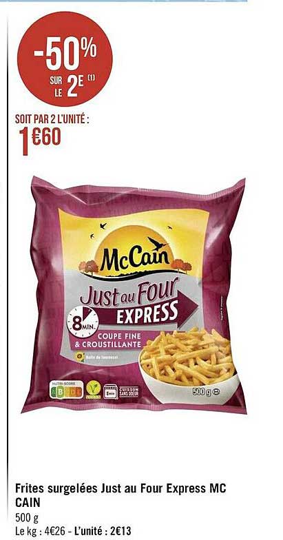 frites surgelées just au four express mc cain