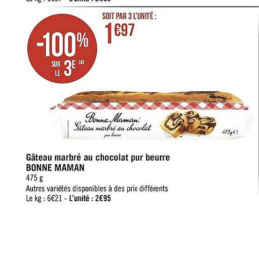 gâteau marbré au chocolat pur beurre bonne maman