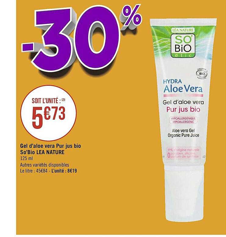 Gel D'aloé Véra Pur Jus Bio So'bio Léa Nature