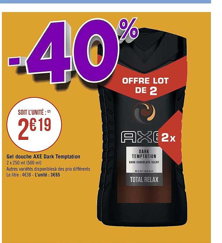 gel douche axe dark temptation