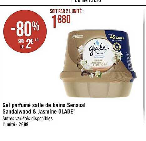 gel parfumé salle de bain sensual sandalwood & jasmine glade