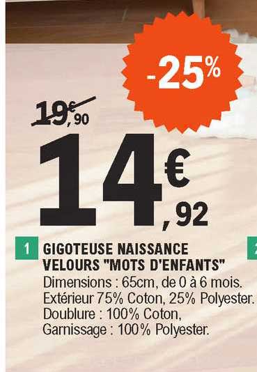 gigoteuse naissance velours "mots d'enfants"