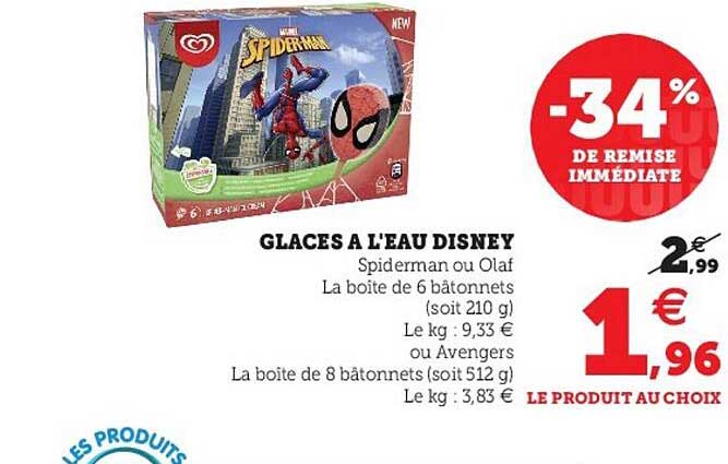 glaces à l'eau disney