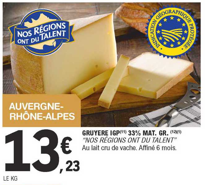 gruyère igp 33% mat. gr. "nos régions ont du talent"