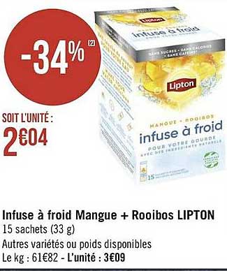 infuse à froid mangue + rooibos lipton
