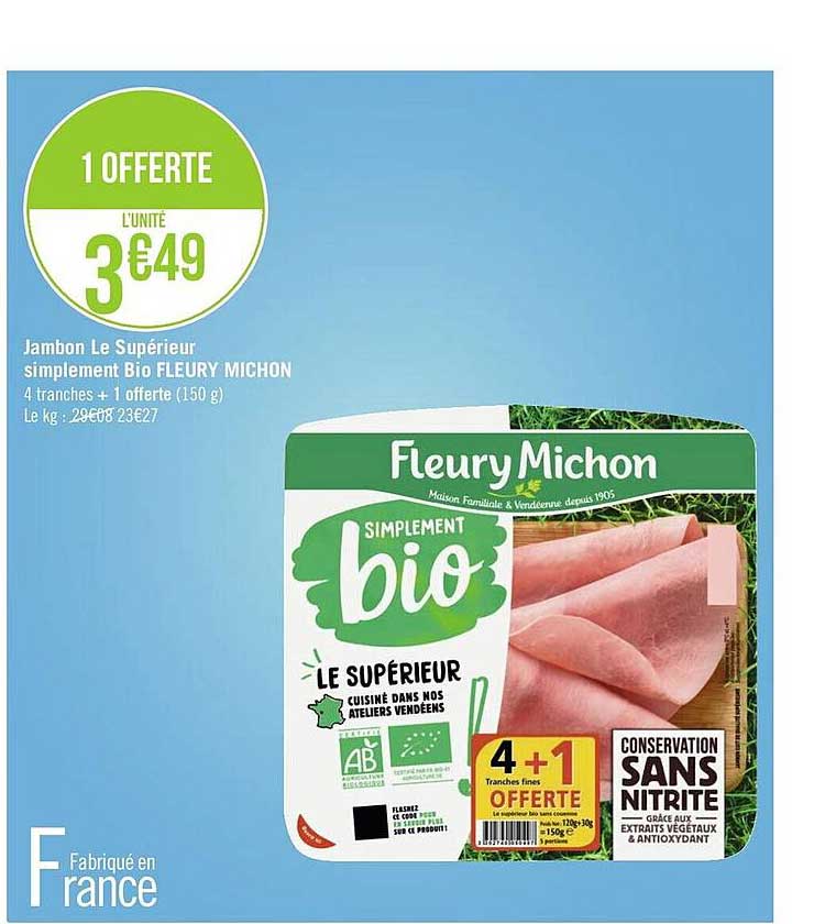 jambon le supérieur simplement bio fleury michon