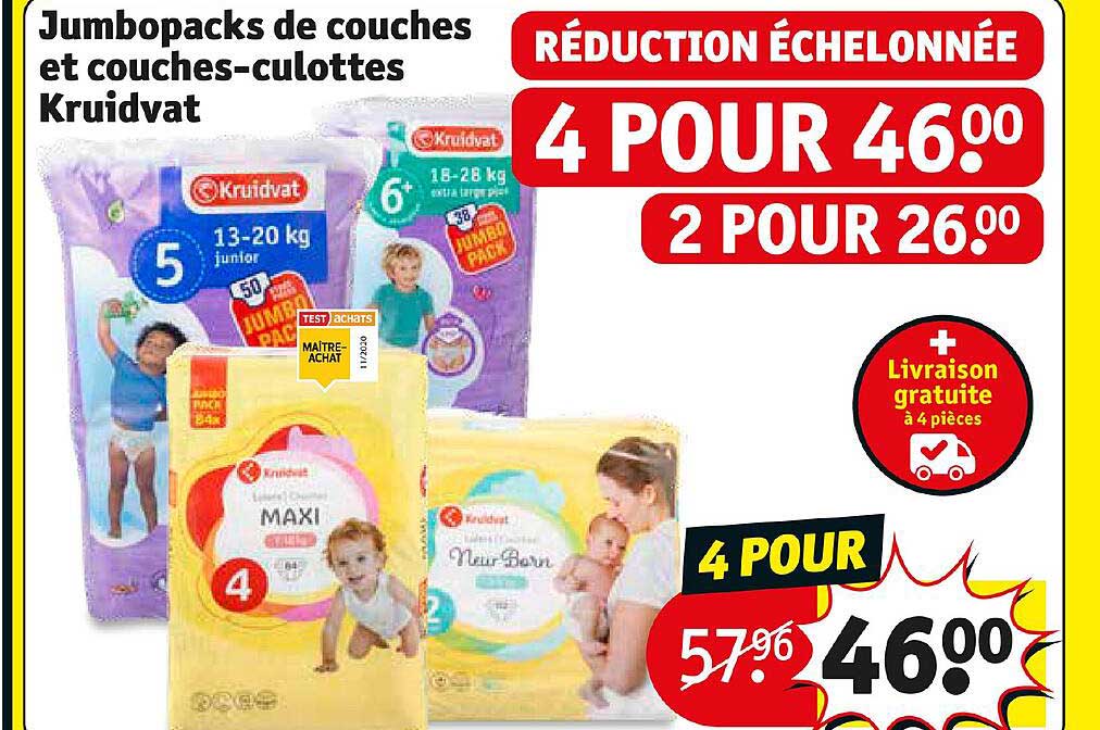 jumbopacks de couches et couches-culottes kruidvat